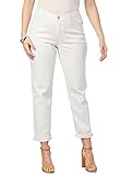 Roamans Women's Plus Size Boyfriend Jean with Invisible Stretch - 18 W, White Denim