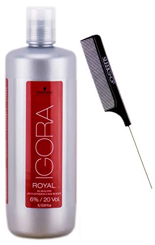 Schwarzköpf IGORA ROYAL Oil Developer for Haircolor Creme Dye (w/Sleek Comb) Hair Color Hydrogen Peroxide Cream Activator (6% / 20 Volume - 33.8 oz LITER / 1000 ml)