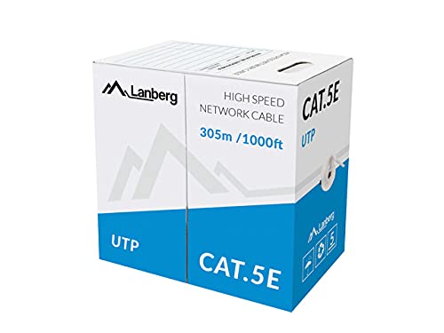 BOBINA DE CABLE LANBERG LCU5-11CC-0305-S - RJ45 - CAT5E - UTP - AWG24 - 305M - GRIS - TRENZADO