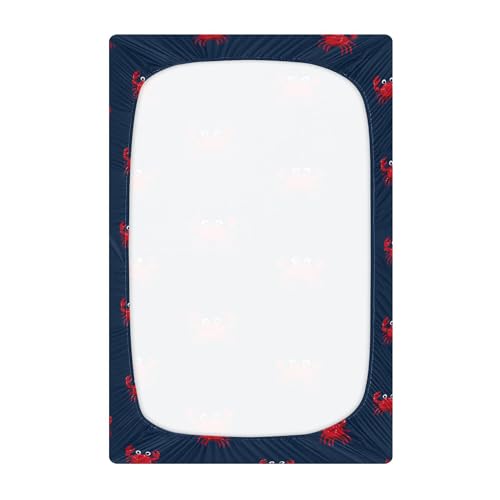 Image of Sea Cute Red Crabs Crib Sheets Soft Breathable Fitted Baby Crib Sheets Mattress Cover for Girls Boys, 52 inch x 28 inch x 9 inch