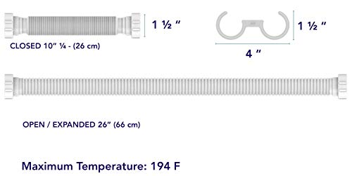 Easydrain Expandable Flexible P-Trap Pipe 1-1/2" (White) | Kitchen Sink, Garbage Disposal & Shampoo Bowls #TOP2