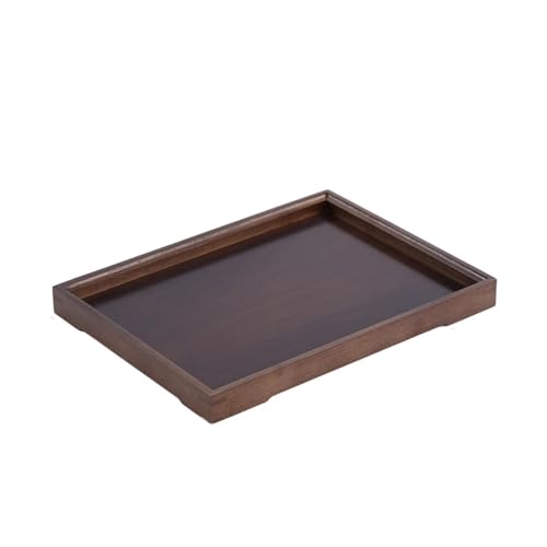 Giawkca トレイ 盆盆 竹製 おしゃれ 四角 持ち手付き 大きめ ランチトレー 和風 ナチュラル 洗える 長方形 木製トレイ 紅茶/用盆盆 食べ物 ペストリー フルーツ 紅茶 プレート 卓上 新築祝い ギフト (クルミ,フラットハンドルトレイ-30*