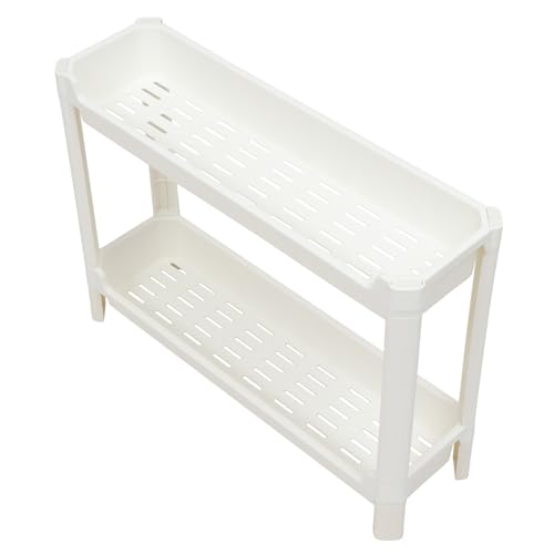 SHINEOFI Estante de Almacenamiento de Plástico Ecológico de 2 Niveles Bordes Lisos y Patas Antideslizantes, Compacto para Baño y Sala de Estar