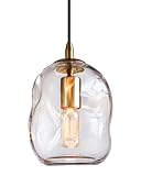 CASAMOTION Pendant Lights Kitchen Island Clear Glass Organic Globe Modern Gold Ceiling Hanging Light Fixtures Bar Counter Porch Patio Over Sink Dining RoomTable 8 Inch Height