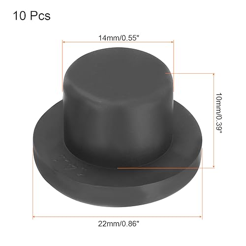 Image of UXCELL High Temp Silicone T-Shaped Solid Rubber Stopper Plugs - Dia 14mm /0.55 inch (OD 22mm) - Pack of 10 - Black - Waterproof & Sealing - Ideal for Powder Coating & Plating