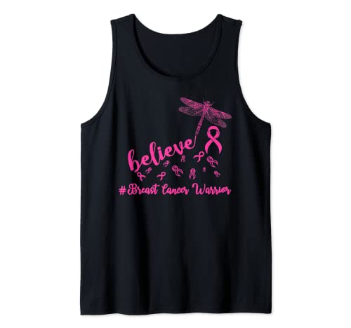 Breast Cancer Warrior Believe Breast Cancer Awareness Camiseta sin Mangas