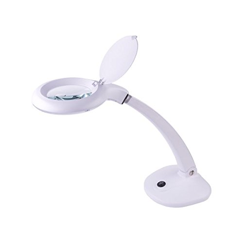 Kemot NAR0298-Lámpara de taller con lupa y luz 3D, T4 12 W, Blanco