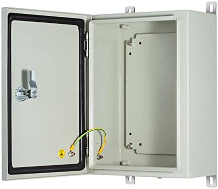 KWONONG Metal Enclosure, IP65 Waterproof Electrical Box for Indoor and Outdoor Projects, Includes Mounting Plate and Wall Bracket 350×250×150mm (14"×10"×6")