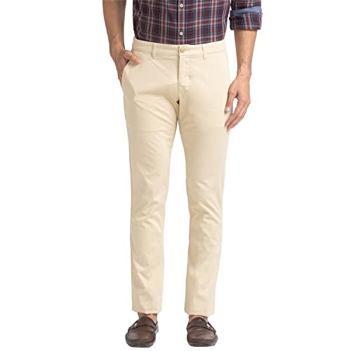 Image of Parx Men's Cotton Blend Solid Pattern Low Rise Tapered Fit Flat Front Casual Trouser