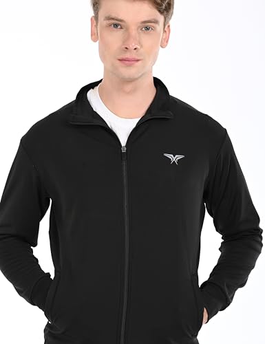 Image of HALFSPACE Men's Lycra Jacket - Lightweight Stretchable Sports & Gym Jacket with Zipper Pockets - Full Sleeve Activewear for Casual & Running