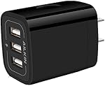 Wall Charger Plug, USB Charger Cube, AILKIN 3.1A 3-Muti Port USB Adapter Power Plug Charging Station Box Black Base for iPhone 15 14 13 12 11 Pro Max/SE/XR/XS/X, Samsung Galaxy Phones USB Charge Block