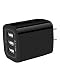 Wall Charger Plug, USB Charger Cube, Ailkin 3.1A 3-Muti Port USB Adapter Power Plug Charging Station Box Black Base Replacement for iPhone 11 Pro Max/X/8, Samsung Phones and More USB Charging Block