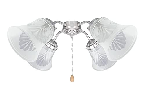 Image of Aspen Creative 23060-4A Transitional Clear & Sandblasted Bell Shape Ceiling Fan Glass Shade.2-1 /8 inchFitter.Size:4-5 /8 inchD x 4-7 /8 inchH.4Pcs /Pack