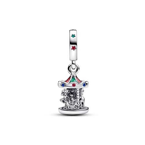 PANDORA Moments 793586C01 Breloque carrousel rotative en argent sterling avec cristaux Compatible avec les bracelets Moments, Rot, Argent sterling, Cristal artificiel