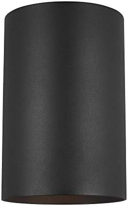 Sea Gull Generation Lighting 1-Light Outdoor Cylinders Transitional Outdoor Wall Lamp Black 8313901-12, Lovely Wall Lamp for Outdoor Decor, Wall Light Fixture Uses Standard or LED Light Bulb
