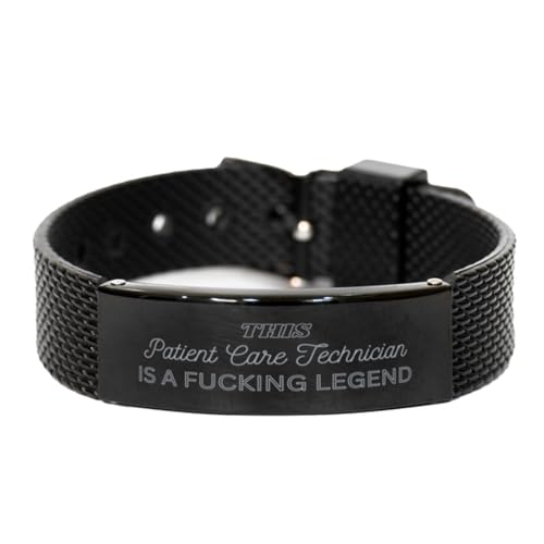 Patient Care Technician Shark Mesh Bracelet Birthday Gifts, This Patient Care Technician is a Fucking Legend, Patient Care Technician Christmas Graduation Gifts for Patient Care Technician Engrav