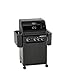 RÖSLE Gasgrill Allflame Peer 3 mit 3 Brennern (je 3,5 kW) – CRISPZONE (3 kW) bis 450 °C, 60x45 cm Grillfläche, Gusseisenroste, Alu-Druckguss, Glaseinsatz, klappbare Seitentische, schwarz