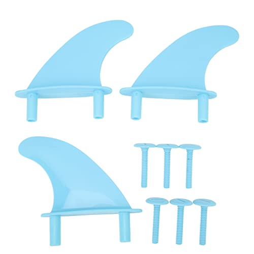 YedaHcy Blue Soft Top Surfboard Fins Set with Screws, Lightweight, Installation, Stable Three Fin for Surfing Water Sports