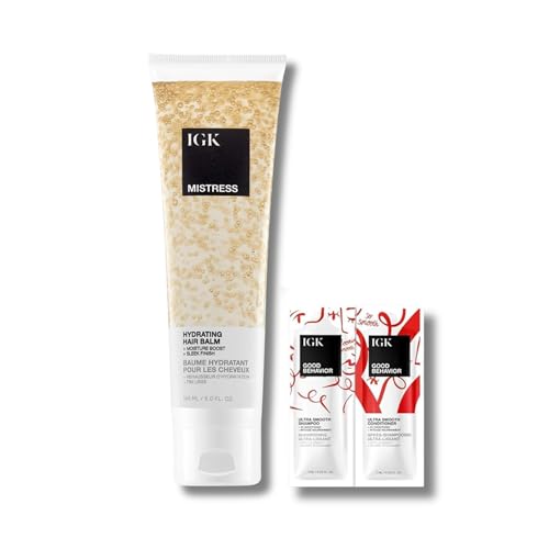 IGK Mistress Hydrating Hair Balm, Leave-In Conditioner, + 2 Bonus Sachets