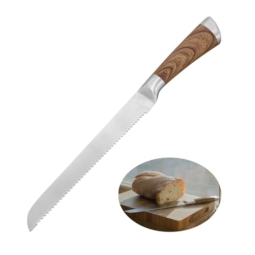 Cuchillo para pan de sierra 20 cm - cuchillo de pan cocina profesional en acero inoxidable, cuchillo panero afilado para pan, queso, tomate, cuchillo cocina ideal para cocineros y hogar, bread knife