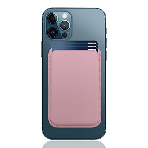 Magnetic Wallet Compatible with MagSafe for iPhone 17 16 15 14 13 12 Pro Max Plus Model, None-Cutout Mag 3 Safe Card Holder Stick on for Apple Cell Phone, Pink