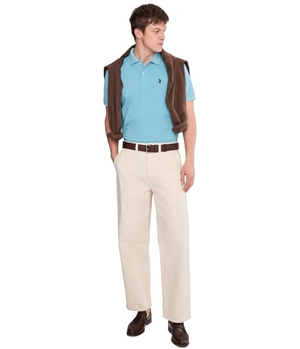 Image of U.S. POLO ASSN. Men Cotton Regular Fit Solid Polo With Small Pony | Two-Button Closure Pique Polo Shirt, Summer Fashion Golf Shirt