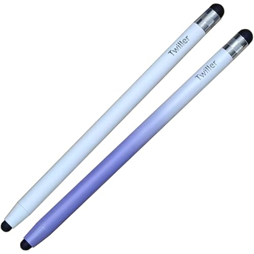 Bolígrafo con punta de goma Sylus, pack de 2 unidades en color blanco y morado para pantallas