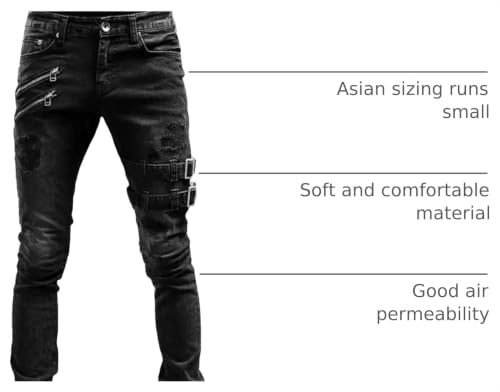 Maiyifu-GJ Men's Distressed Moto Biker Jeans