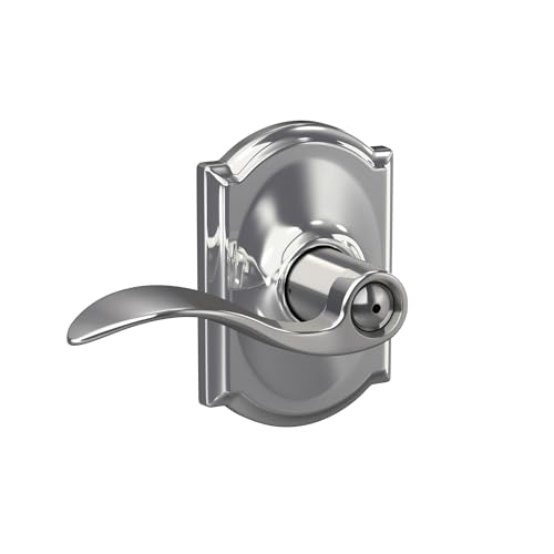 Image of Schlage Accent Lever with Camelot Trim Bed and Bath Lock in Bright Chrome