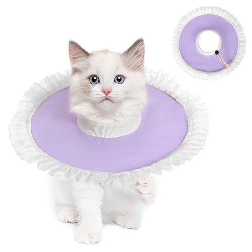 VavoPaw Collare a Cono per Gatti Morbido, Collare di Recupero Impermeabile per Gatti Anti Leccamento Dopo Interventi Chirurgici, Collare Elisabettiano per Gatti e Cani di Piccola Taglia, S, Viola