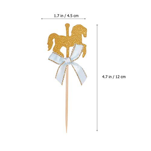 Toddmomy Carrossel Cupcake Topper 20Pcs Bolo de Carrossel Bolo de Capota de Cavalo de Decoração de B