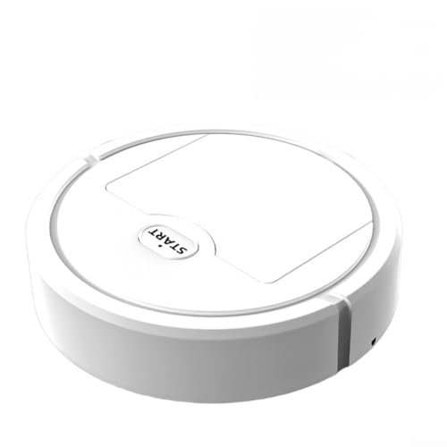 AugustknowU Robot aspirador 3 en 1 recargable por USB con doble cepillo, detección de obstáculos y función de fregado para mantenimiento diario (blanco)