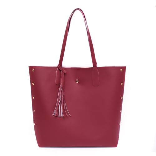 Bolsa Feminina Grande Alça De Ombro Espaçosa (Vermelho)