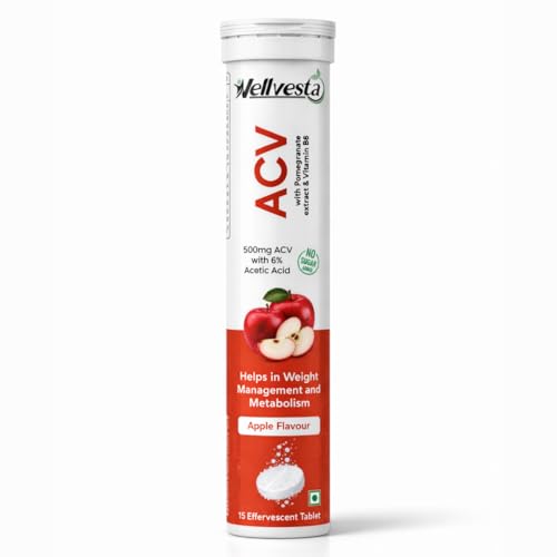 Image of ACV Effervescent Tablet, Apple Flavour, with Pomegranate Extract & Vitamin B6, 500mg, No Sugar Added, (pack 1)