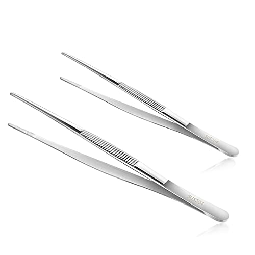 XPEX Confezione da 2 Pinze da Cucina Professionali in Acciaio Inossidabile - 20 cm e 30 cm per Chef, Barbecue e Altro