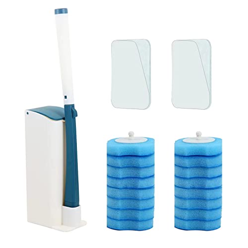 Wall Toilet Wand Kit, Disposable Toilet Cleaning Set including 16 Toilet Wand Refill Heads