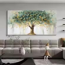Tableau abstrait arbre vert 60x120 art mural moderne grand format - 4
