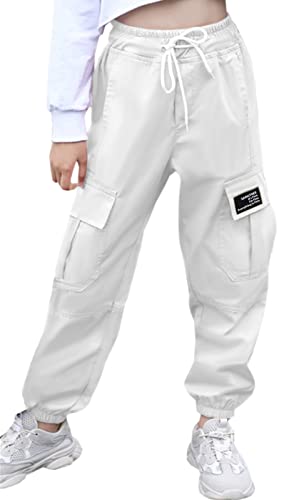 Image of Cromoncent Girls&Womens Cargo Pants Elastic Waist Lightweight Outdoor Jogger Pants, 6 Years - XX-Large