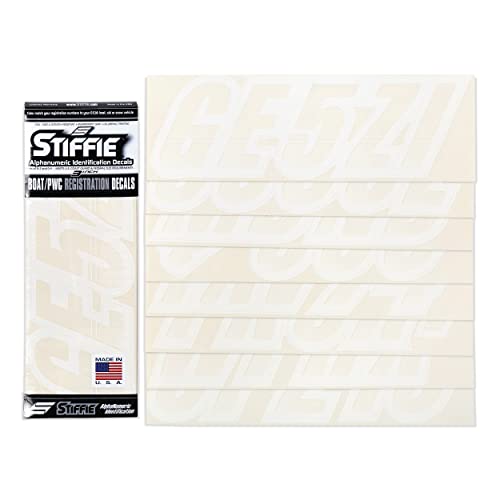 Image of STIFFIE Techtron Transparent /White 3 inch DOT Decal Kit Registration Numbers Vinyl Lettering Semi Truck Tractor Trailer Decals