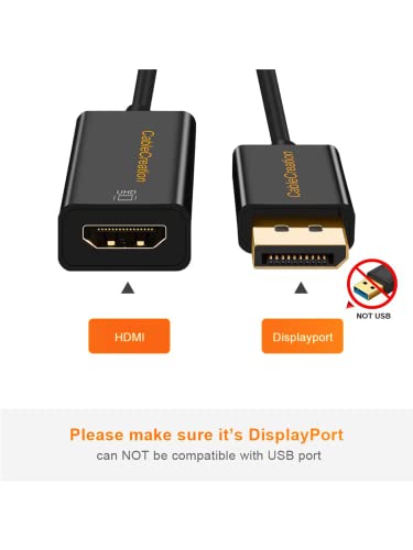 Image of CableCreation Active DP to HDMI Adapter 4K@60Hz, DisplayPort Male to HDMI Female Adapter, Compaitble with Projector, Laptop, Monitor, TV, PC, Graphic Cards, Black