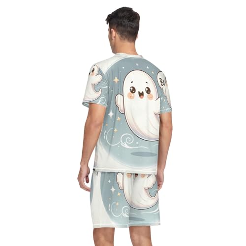 Pajamas Set for Men, Short Sleeve Cozy Soft Pajamas with Pockets, S-XXL2