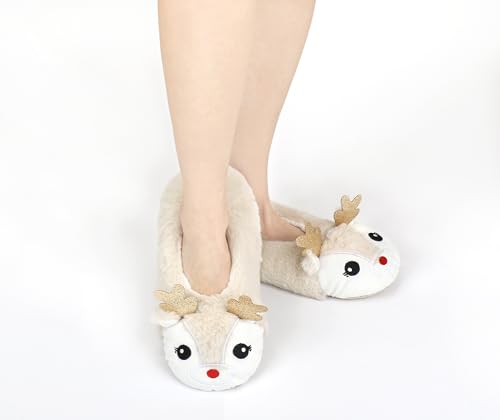 Image of DICUIRD Women's Animal Gripper Slipper Socks, Soft Sole Fuzzy Indoor House Socks
