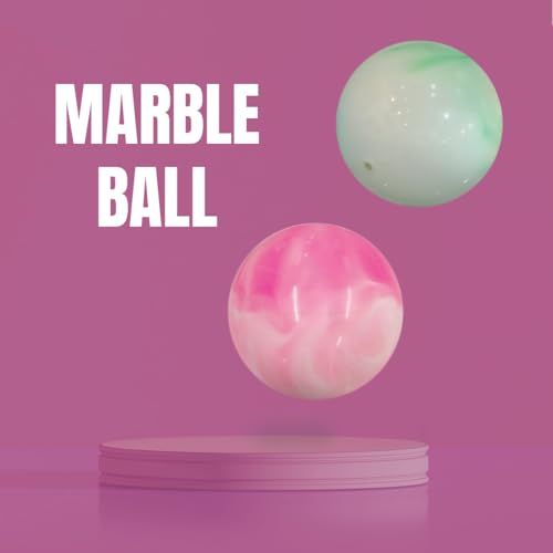 Image of GENIE'S Toy Bus 9-Inch Marble Play Ball | Interactive | for Pool, Beach & Garden | Perfect for Outdoor & Indoor Play | PVC Ball for Kids & Adults I Pack of 2 (Multicolor)