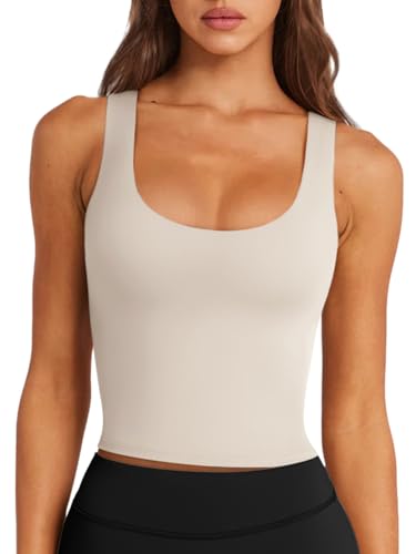 Image of LASLULU Womens Sport Bras Long Line Workout Yoga Gym Athletic Tops Clothes Shirts Camisole Padded Crop Tank Tops