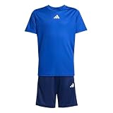 adidas Unisex niños TRAIN ESSENTIALS 3-STRIPES T-SHIRT SET, team royal blue/white, 13-14 Years