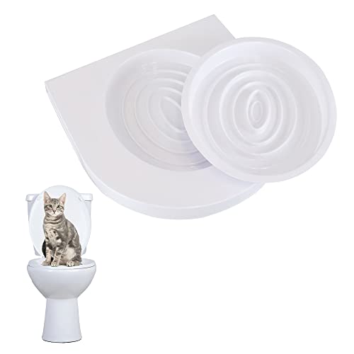 ASAB Cat Toilet Seat | Cat Toilet Training Tray | Kitty Potty Training | Cat Toilet Tray | Cat Kitty Litter Toilet Trainer | No More Dirty Litter Box | Odourless Plastic Cat Toilet Tray White