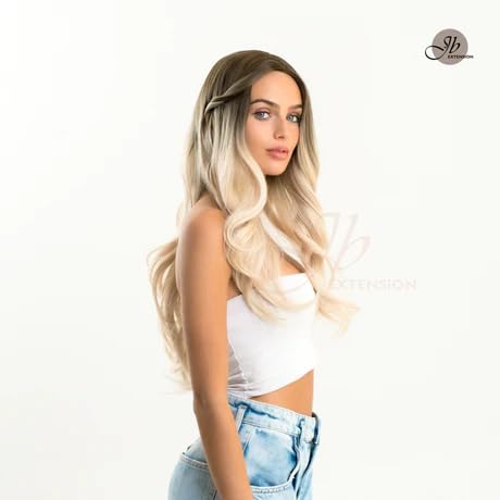 Miniatura 2 de VERONICA - Peluca larga y rizada de color rubio balayage, con raíces oscuras, sin pegamento, pelucas rectas para mujeres, pelucas sintéticas