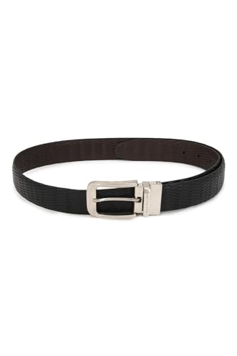 Image of Louis Philippe Men 100% Italian Leather Brush Gun Metal Buckle Formal Reversible Belt