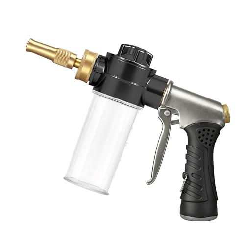 High-Pressure Hose Nozzle Gun with 100cc Soap Dispenser Metal Car Wash Sprayer for Car Cleaning Solar Panel/Wall/Window Washing & Garden Watering (Foam Gun A)