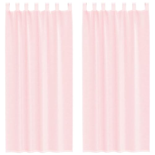 vidaXL Rideaux en Voile avec Boucles 2 pcs Rose Clair 140x245 cm, Rideau en Filet, Rideau Transparent, Voile de fenêtre, Traitement de fenêtre
